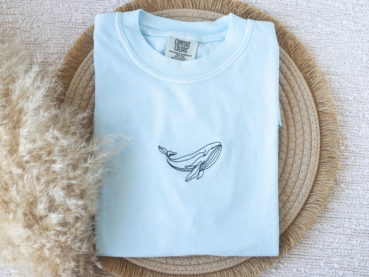 Embroidered Whale T-shirt, Embroidered Mermaid Tshirt, Embroidered Summer Tee, Trendy Tshirts for Women WHALE-C-97