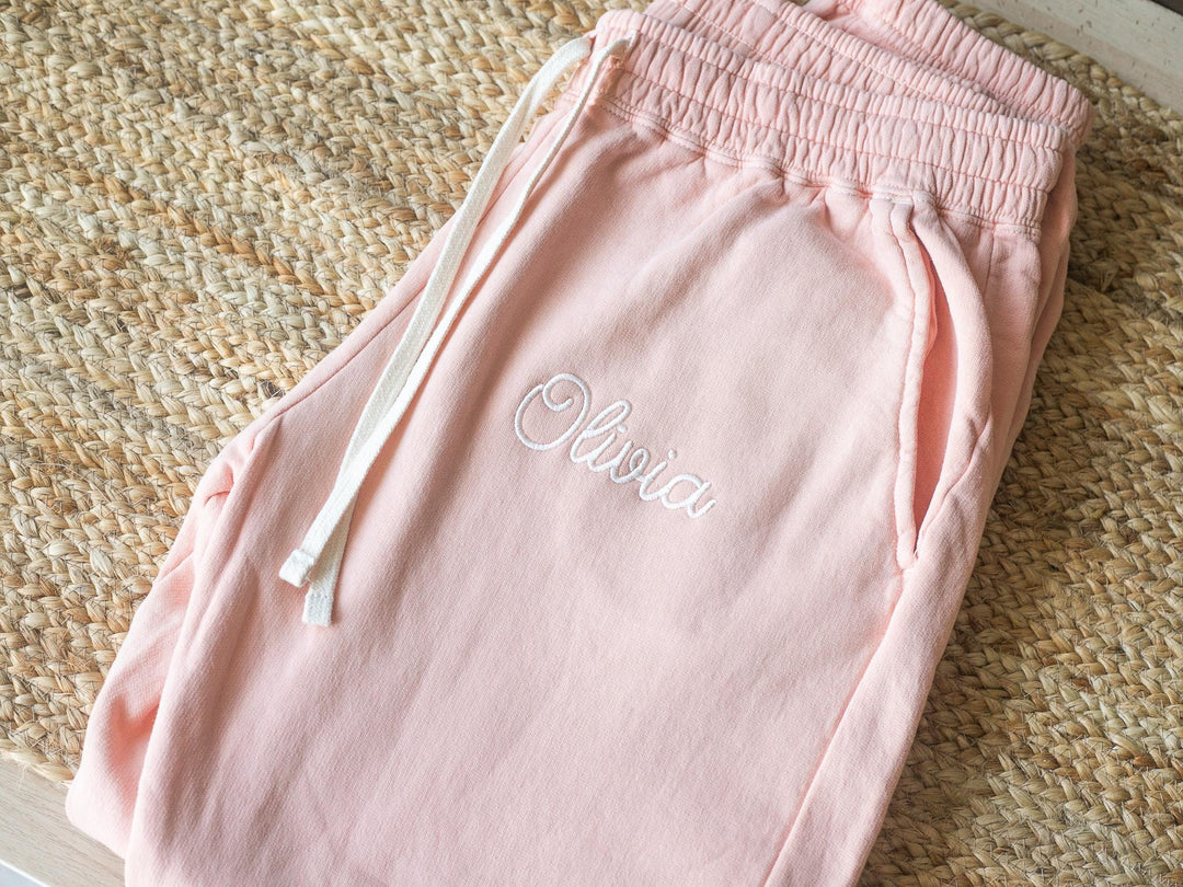 Embroidered Comfort Colors Sweatshirt and Jogger, Embroidered Custom Jogger Set, Sweatsuit for Women, Custom Embroidered Jogger CTC97C X