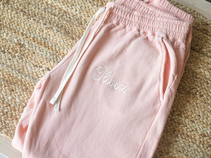 Embroidered Comfort Colors Sweatshirt and Jogger, Embroidered Custom Jogger Set, Sweatsuit for Women, Custom Embroidered Jogger CTC97C X