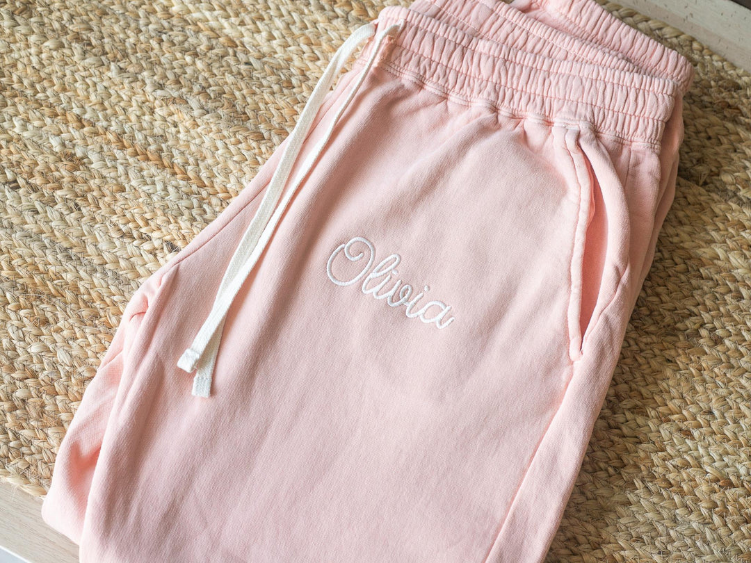 Embroidered Comfort Colors Sweatshirt and Jogger, Embroidered Custom Jogger Set, Sweatsuit for Women, Custom Embroidered Jogger CTC97C X