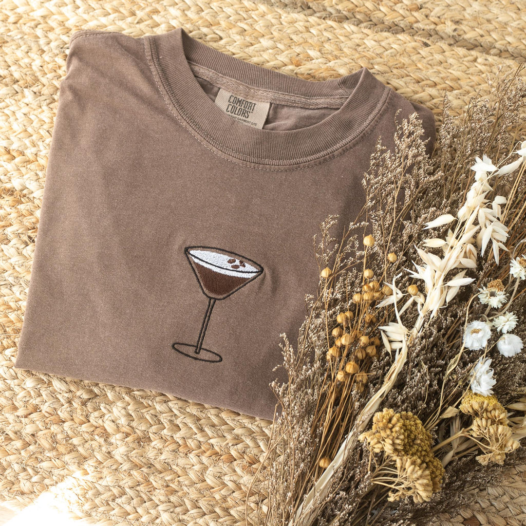 Embroidered Espresso Martini T-shirt, Embroidered Comfort Colors Tee, Embroidered Shirt, Trendy Tshirts for Women, ESM-97-C