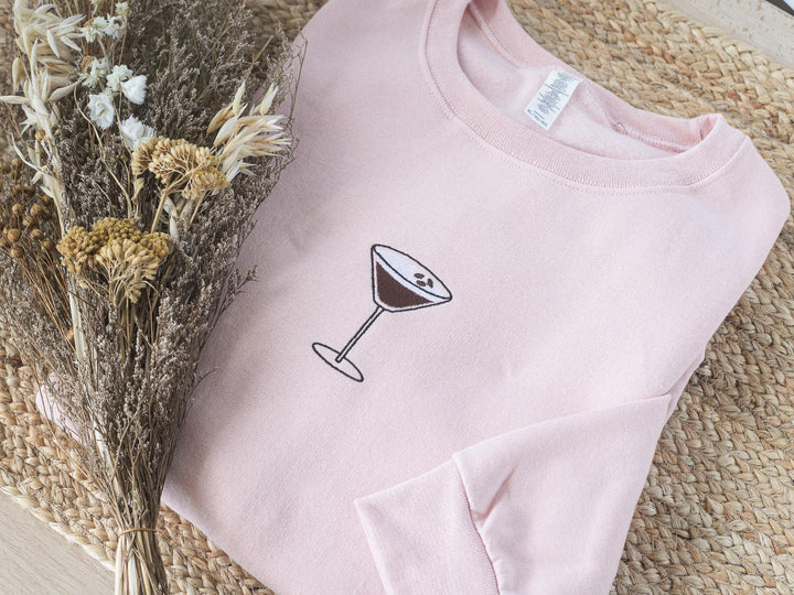 Embroidered Espresso Martini Sweatshirt, Embroidered Crewneck, Cute Sweatshirts Women, Trendy Crewneck, Bachelorette Party Gift, ESM-97-C