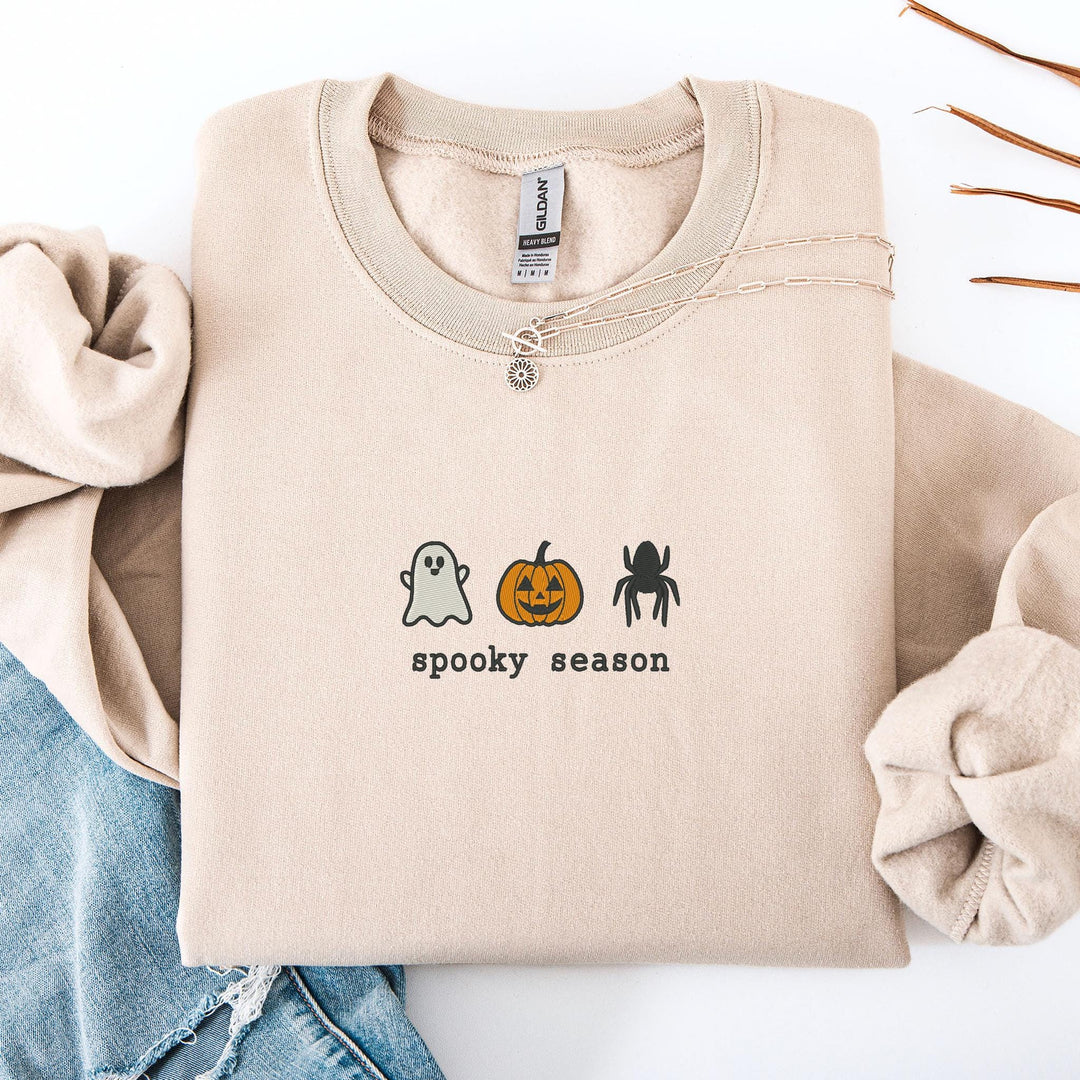 Embroidered Spooky Season Sweatshirt, Embroidered Goose Sweatshirt, Halloween Sweatshirt, Funny Fall Sweatshirt SOZ-97-C