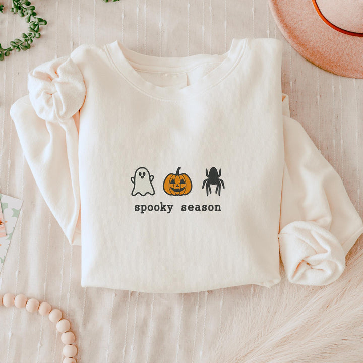 Embroidered Spooky Season Sweatshirt, Embroidered Goose Sweatshirt, Halloween Sweatshirt, Funny Fall Sweatshirt SOZ-97-C