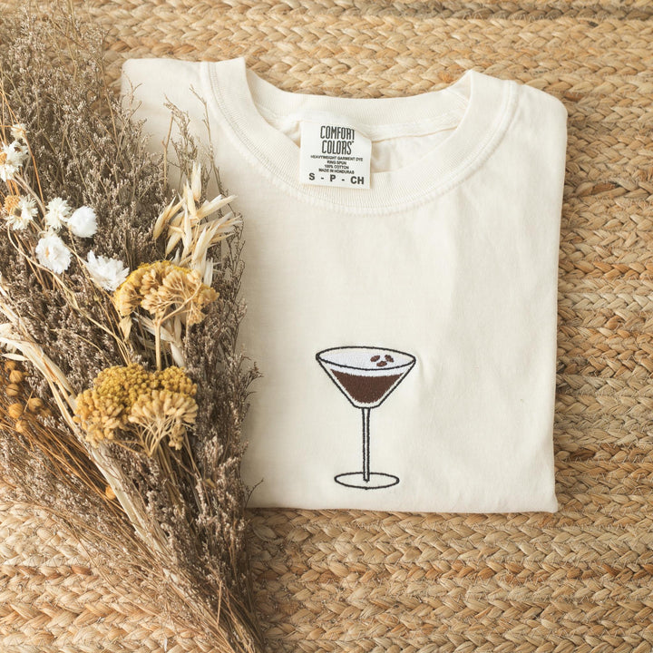 Embroidered Espresso Martini T-shirt, Embroidered Comfort Colors Tee, Embroidered Shirt, Trendy Tshirts for Women, ESM-97-C