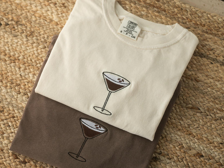 Embroidered Espresso Martini T-shirt, Embroidered Comfort Colors Tee, Embroidered Shirt, Trendy Tshirts for Women, ESM-97-C