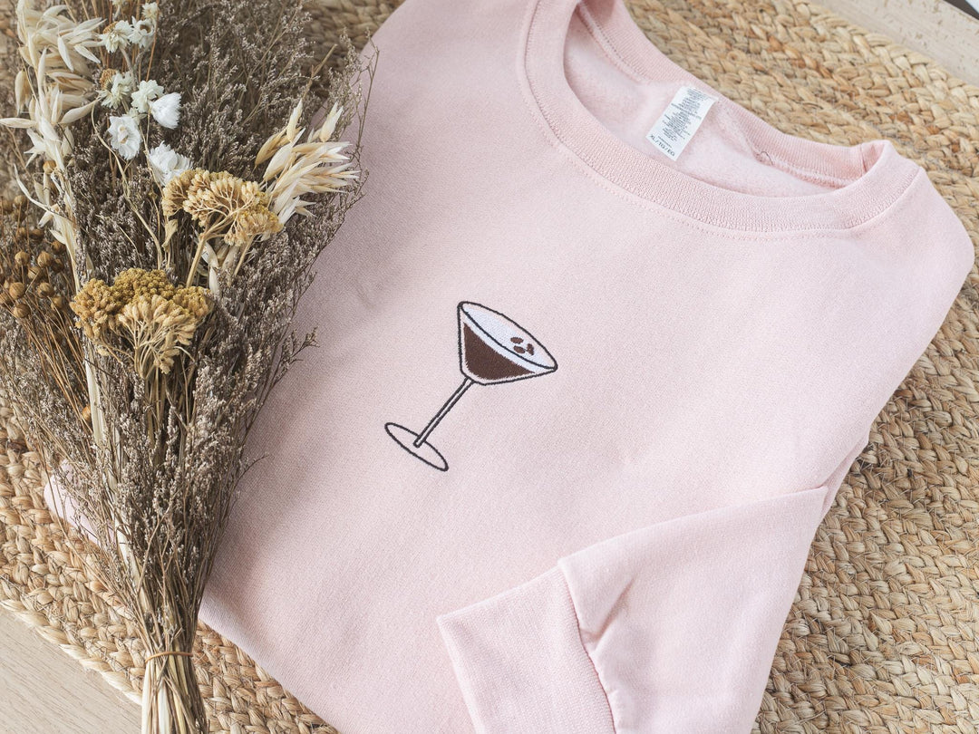 Embroidered Espresso Martini Sweatshirt, Embroidered Crewneck, Cute Sweatshirts Women, Trendy Crewneck, Bachelorette Party Gift, ESM-97-C