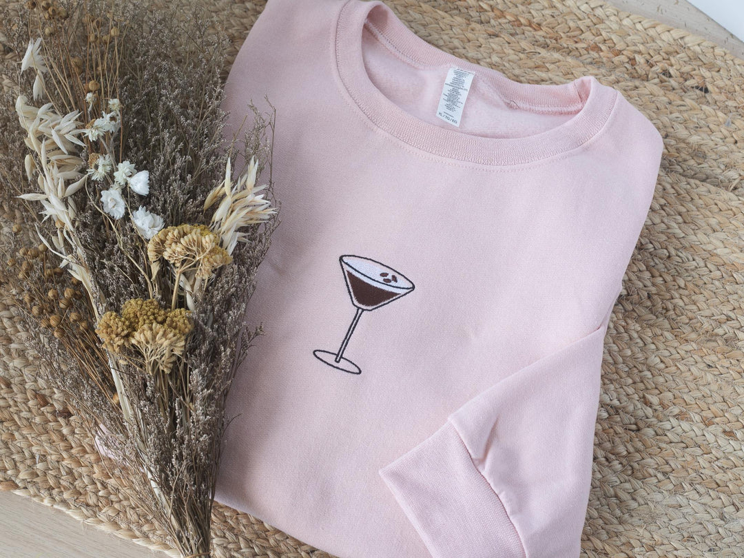 Embroidered Espresso Martini Sweatshirt, Embroidered Crewneck, Cute Sweatshirts Women, Trendy Crewneck, Bachelorette Party Gift, ESM-97-C