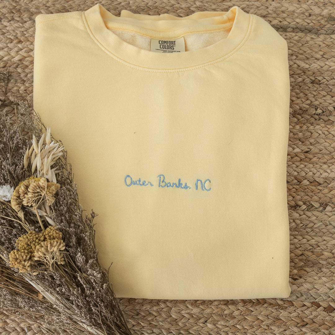 Custom Embroidered Comfort Colors Sweatshirt, Comfort Colors® Fleece Crewneck, Personalized Gifts, Embroidered Fleece Crewneck, Custom Text