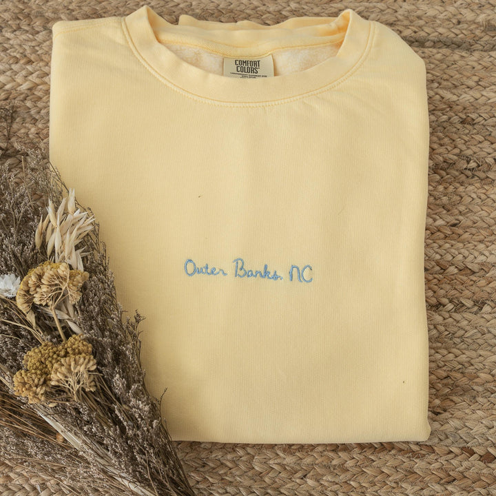 Custom Embroidered Comfort Colors Sweatshirt, Comfort Colors® Fleece Crewneck, Personalized Gifts, Embroidered Fleece Crewneck, Custom Text