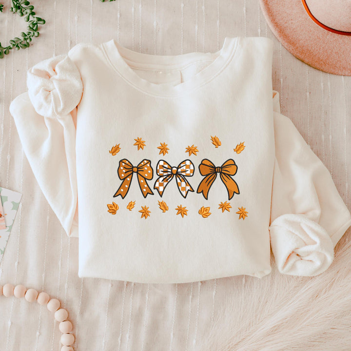 Embroidered Coquette Fall Ribbon Sweatshirt, Embroidered Ghost Sweatshirt, Halloween Sweatshirt, Funny Fall Sweatshirt, RPS-120-C