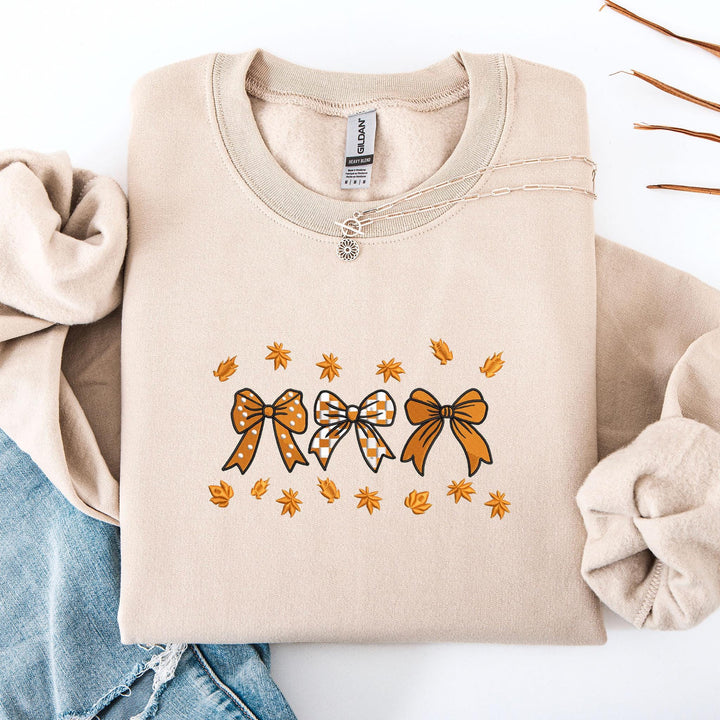 Embroidered Coquette Fall Ribbon Sweatshirt, Embroidered Ghost Sweatshirt, Halloween Sweatshirt, Funny Fall Sweatshirt, RPS-120-C
