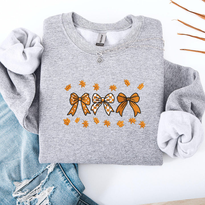 Embroidered Coquette Fall Ribbon Sweatshirt, Embroidered Ghost Sweatshirt, Halloween Sweatshirt, Funny Fall Sweatshirt, RPS-120-C