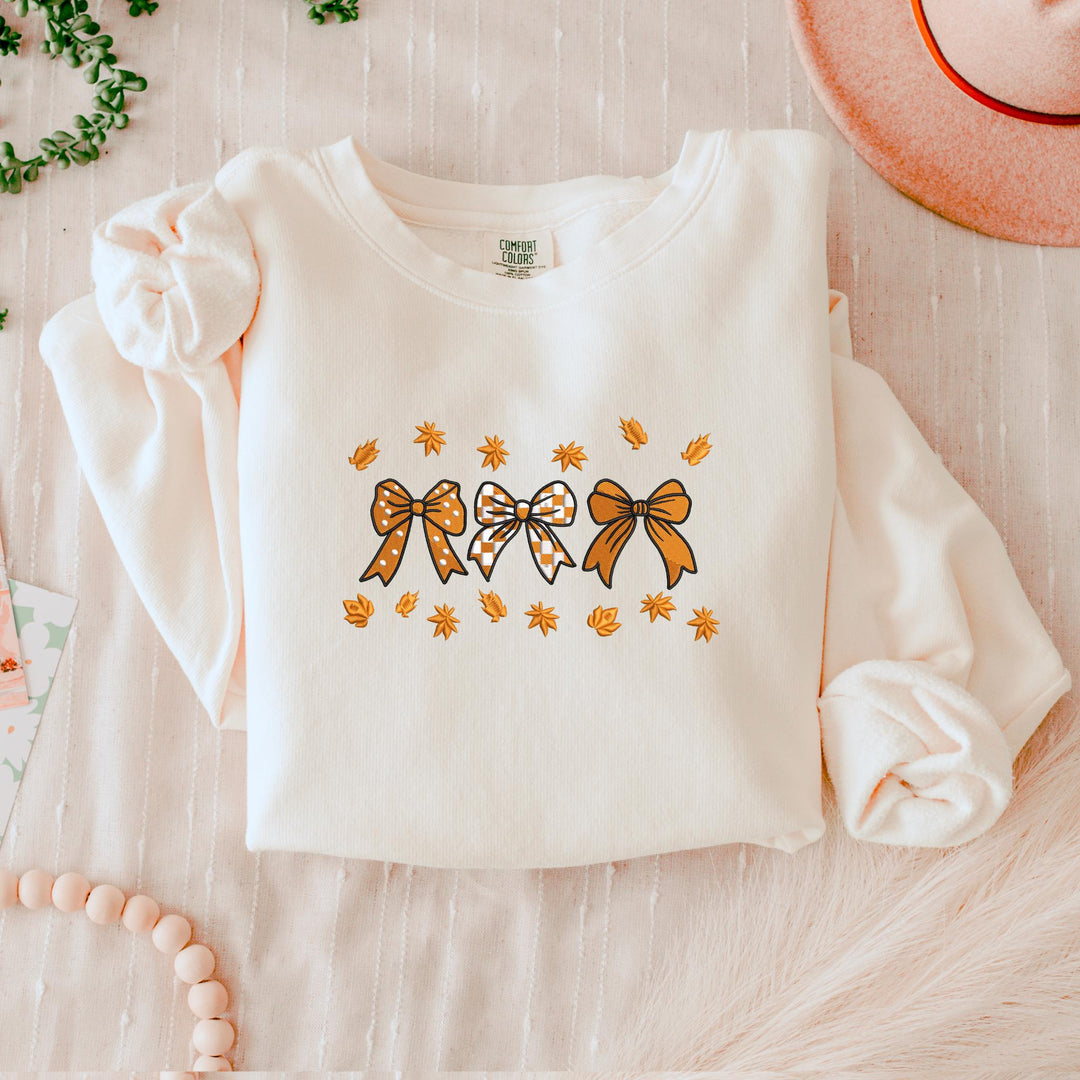 Embroidered Fall Coquette Ribbon Sweatshirt Comfort Colors 1466, Comfort Colors® Halloween Crewneck, Funny Halloween Sweatshirt, RPS-120-C