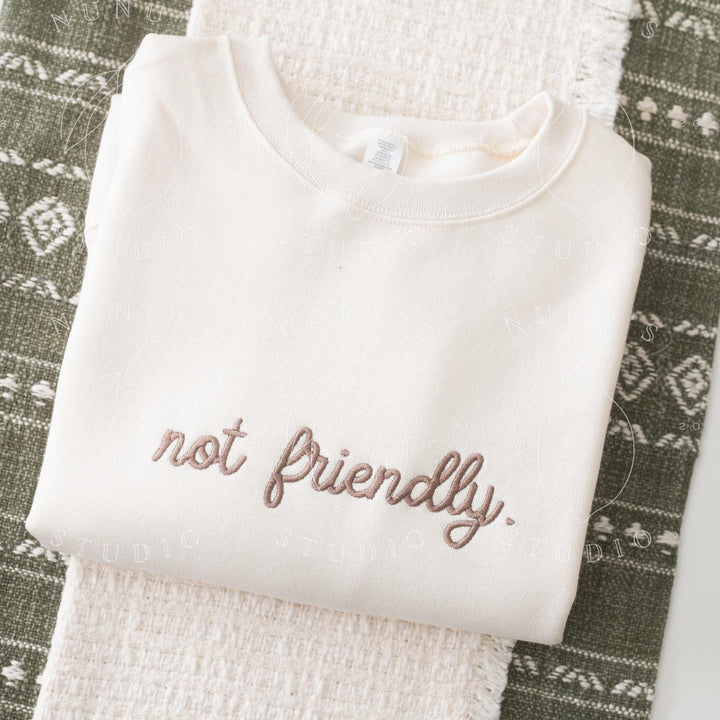 Embroidered Not Friendly Sweatshirt, Funny Relatable Mental Health Introvert Crewneck