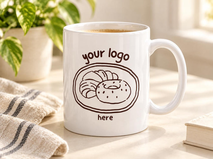 Custom Logo Mug, Your Business Logo Coffee Cup, Personalized Company Mug, Small Business Gift, White Ceramic 11oz