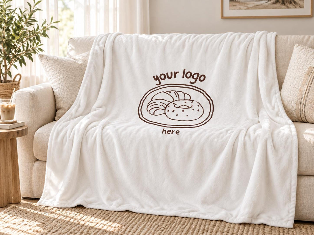 Custom Logo Blanket, Personalized Business Plush Throw, Your Logo Here, Company Client Gift, 50 x 60