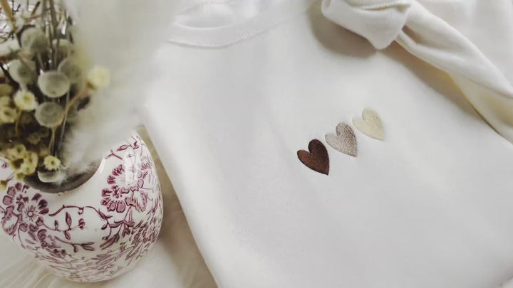 Embroidered Ombre Heart Sweatshirt, Embroidered Heart Crewneck, Cute Sweatshirts for Women, Trendy Crewneck, Heart Sweatshirt H3Z-C-97