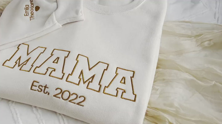 Custom Embroidered Mama Sweatshirt, Sleeve Mama Grammy Embroidered Crew, Embroidered Mom Grandmother Sweatshirt with Kids Names CMC250C X