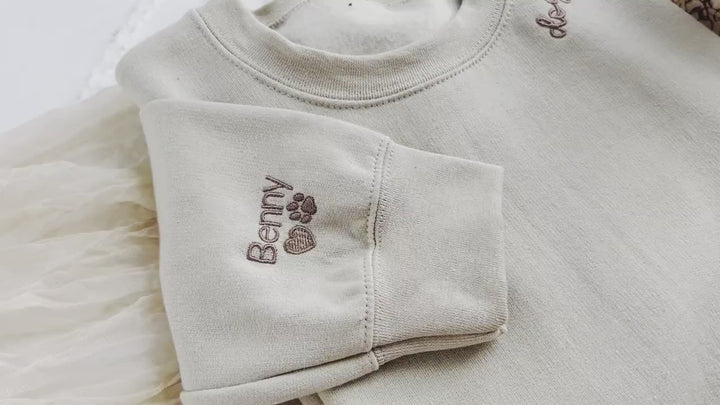 Custom Embroidered Dog Mom Sweatshirt, Dog Name Sweatshirt with Sleeve Names Paw Heart, Dog Mom Gifts, Pet Gifts, Gifts for Dog, NEN97C X