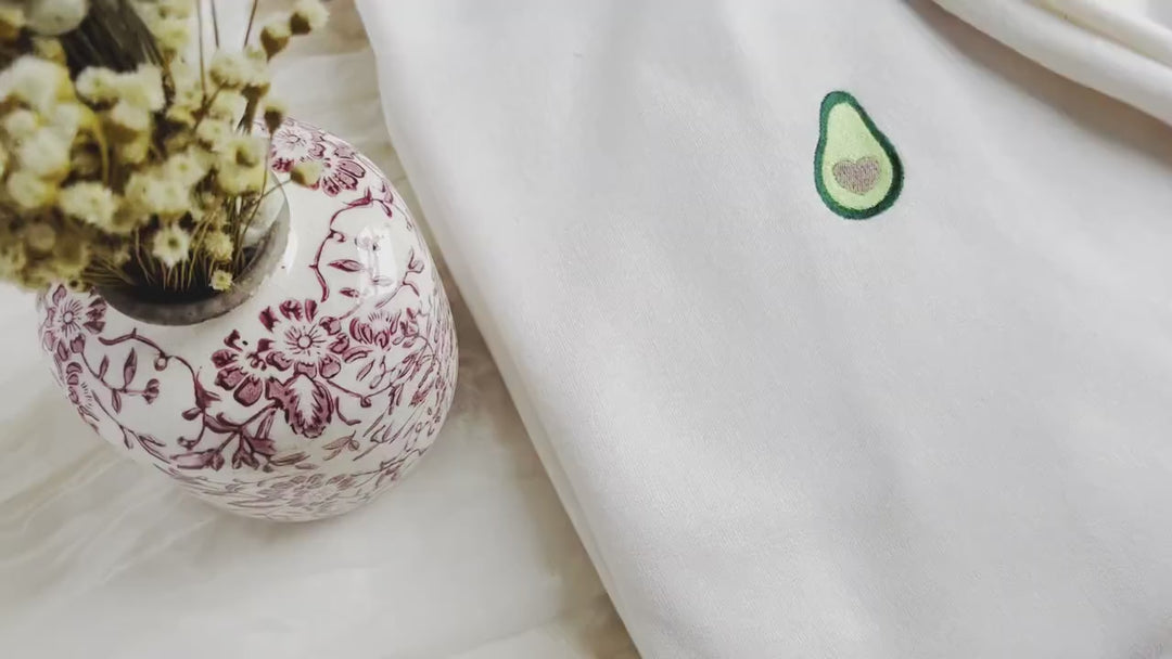 Embroidered Avocado Sweatshirt, Embroidered Avocado Heart Sweatshirt, Cute Sweatshirts for Women and Men, Trendy Crewneck, Foodie AVO-C-97