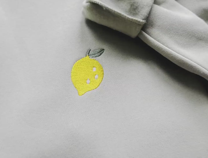 Embroidered Lemon Sweatshirt, Embroidered Lemon Crewneck, Cute Sweatshirts for Women, Trendy Crewneck, Foodie Sweatshirt, LEM-C-97