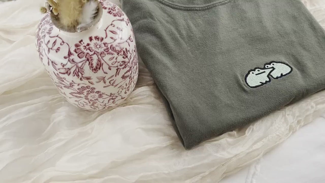 Embroidered Frog Tshirt, Embroidered Funny Tshirt, Embroidered Shirt, Trendy Tshirts for Women, Embroidered T-Shirt,  FRO-C-97