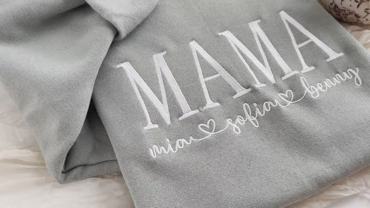 Custom Embroidered Mama Sweatshirt, Sleeve Mama Grammy Embroidered Crew, Embroidered Mom mama Grandmother Sweatshirt Kids Names MAC250C X
