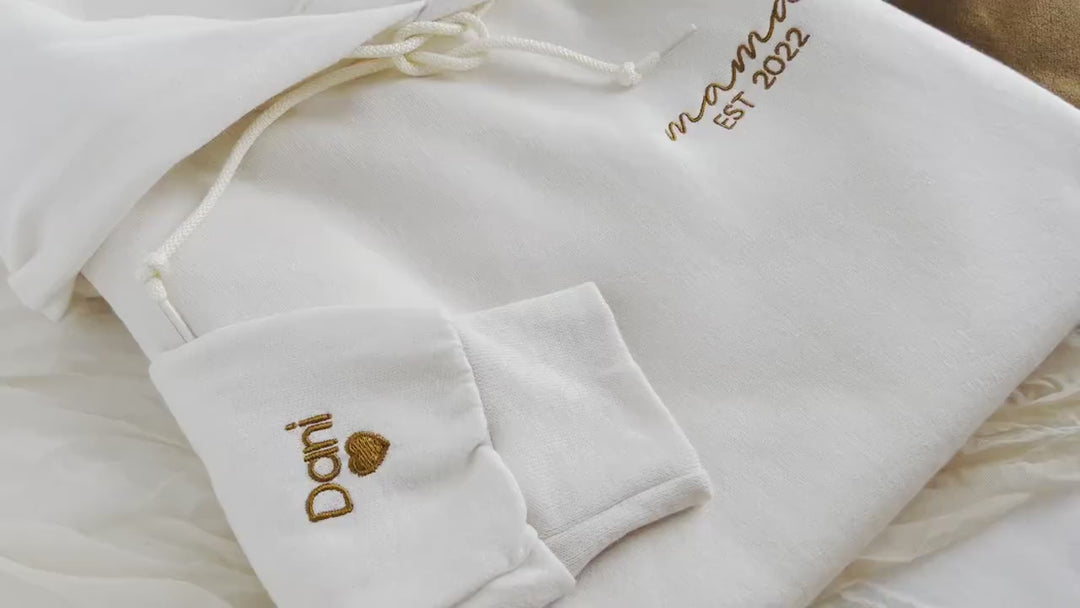 Custom Embroidered Mama Dad Hoodie, Personalized Matching Mom and Dad Gifts, Gifts for Him, Husband Birthday Gift, Mother SHP97C X