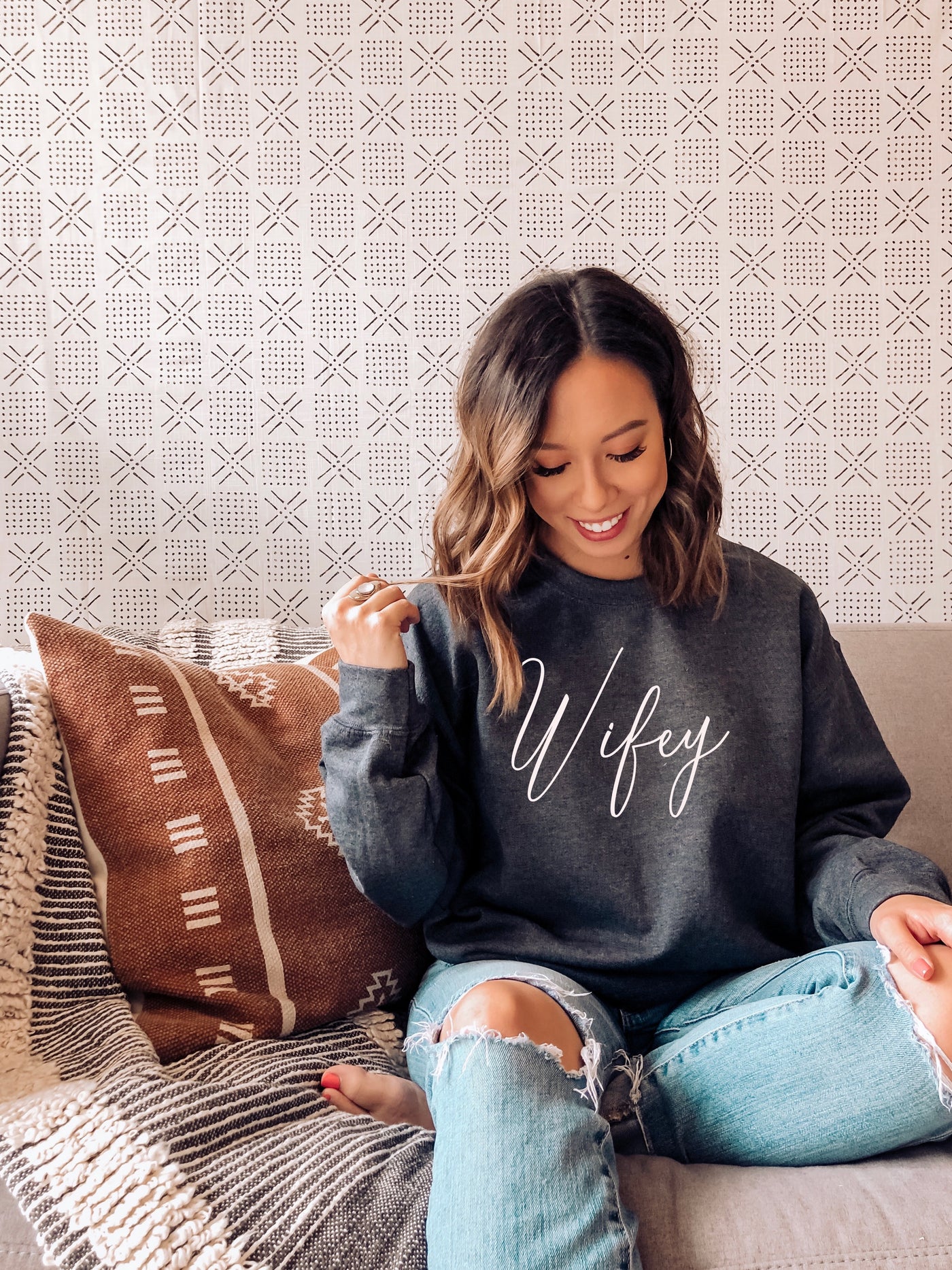 cursive wifey sweatshirt