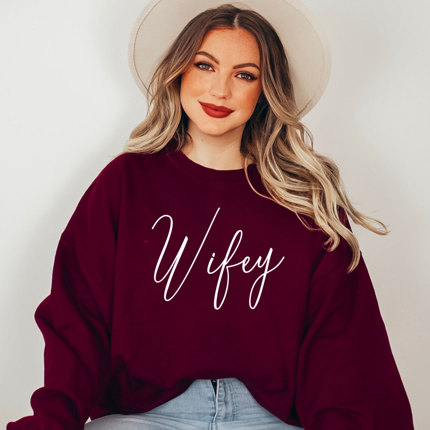 maroon burgundy wifey sweatshirt