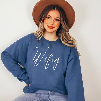 Indigo blue wifey sweatshirt crewneck