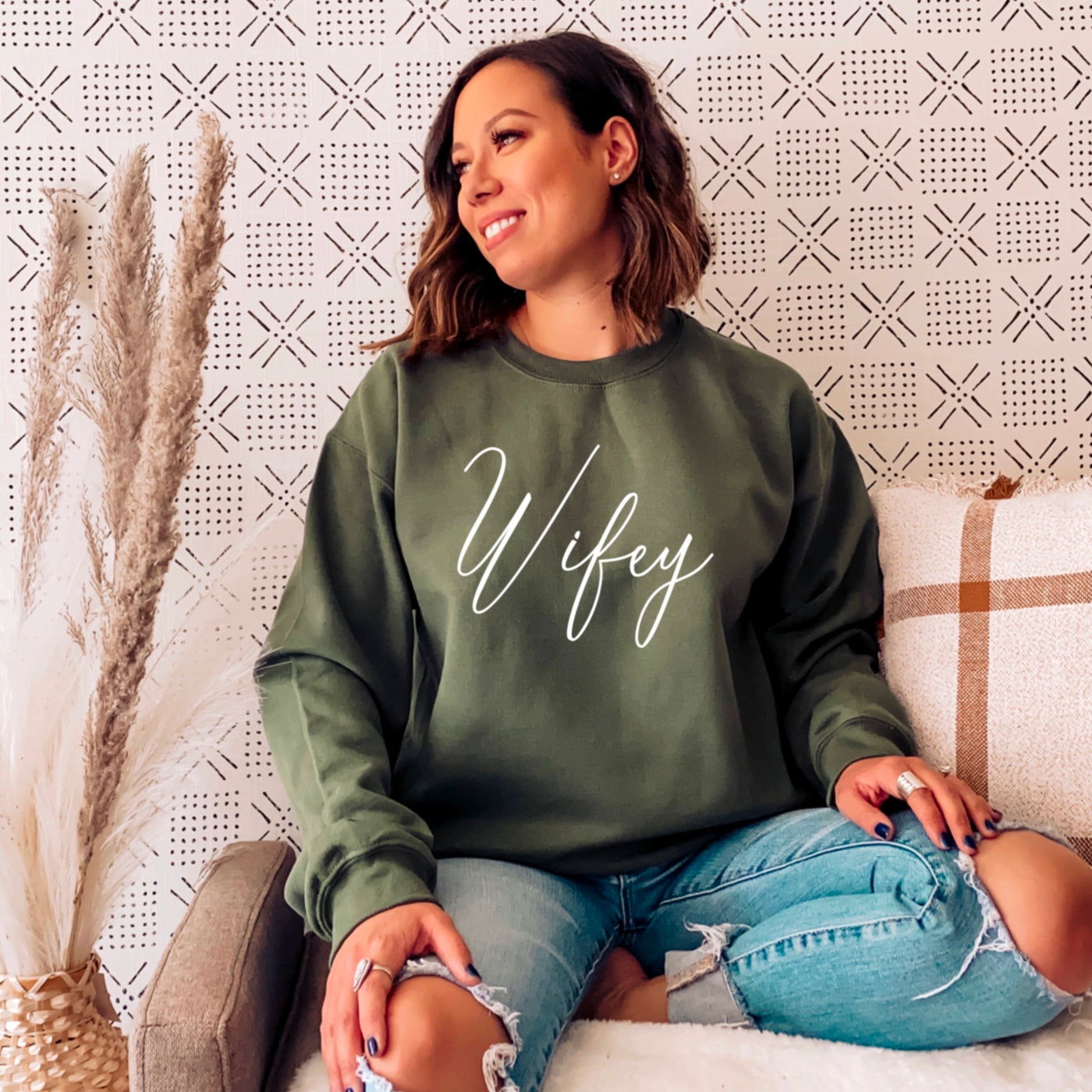 military green wifey  sweatshirt