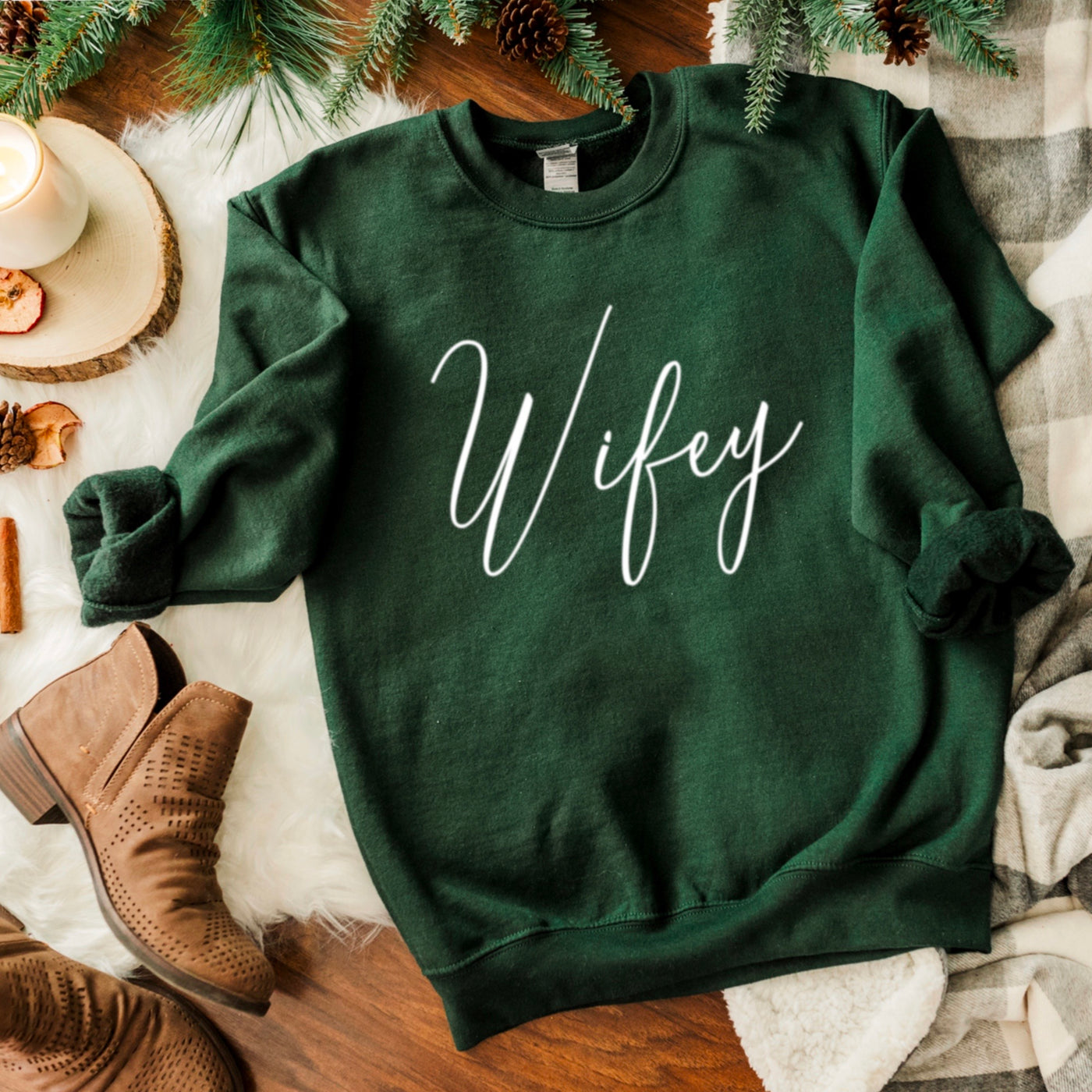 forest green wifey sweatshirt