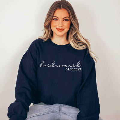 Personalized Bridesmaid Crewneck Sweatshirt, Bridesmaid Gift