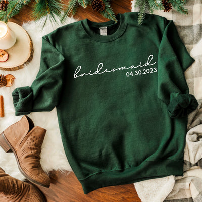 Personalized Bridesmaid Crewneck Sweatshirt, Bridesmaid Gift