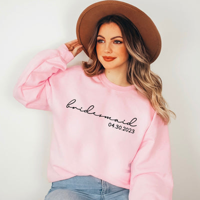 Personalized Bridesmaid Crewneck Sweatshirt, Bridesmaid Gift