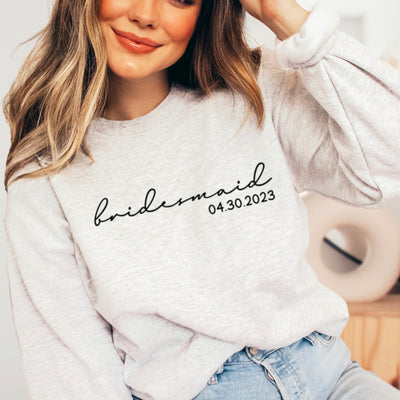 Personalized Bridesmaid Crewneck Sweatshirt, Bridesmaid Gift