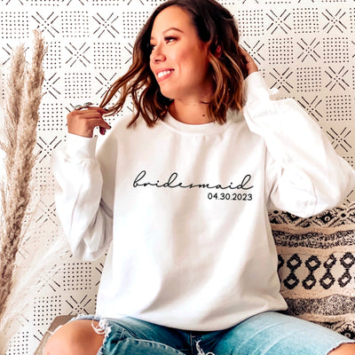 Personalized Bridesmaid Crewneck Sweatshirt, Bridesmaid Gift