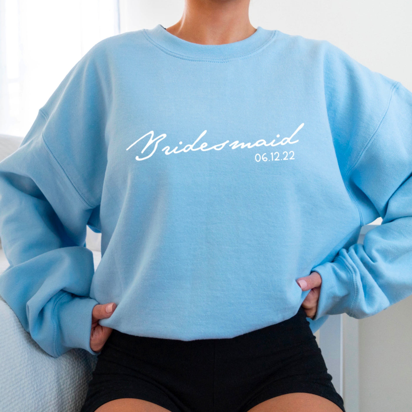 blue bridesmaid sweatshirt