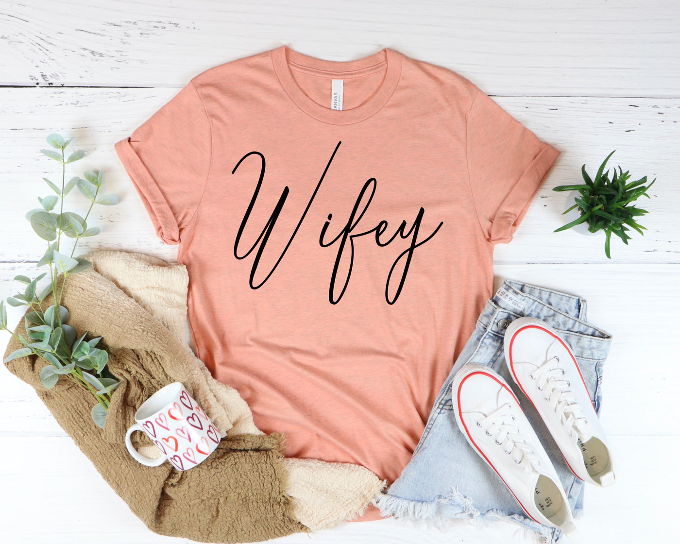 heather sunset wifey t-shirt