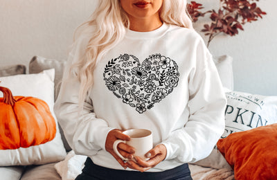 Floral Botanical Heart Sweatshirt