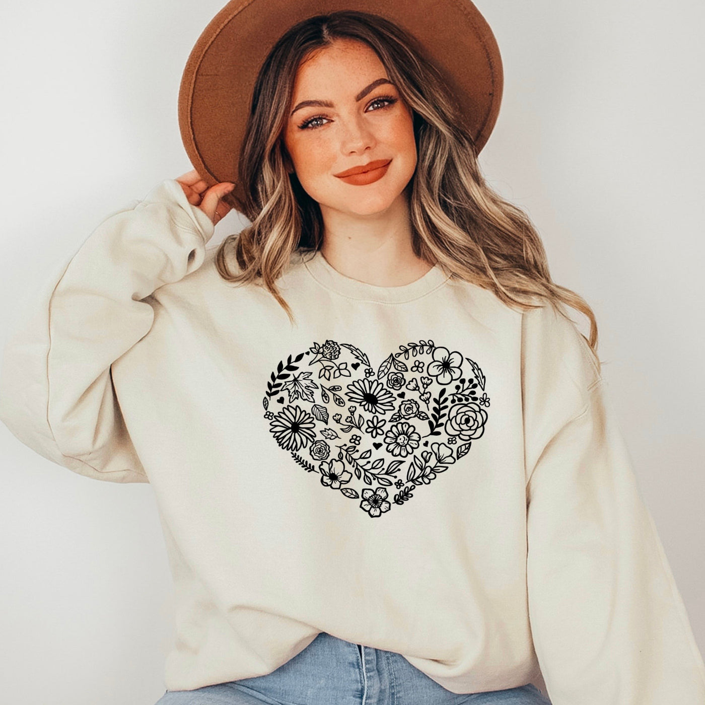 Floral Botanical Heart Sweatshirt