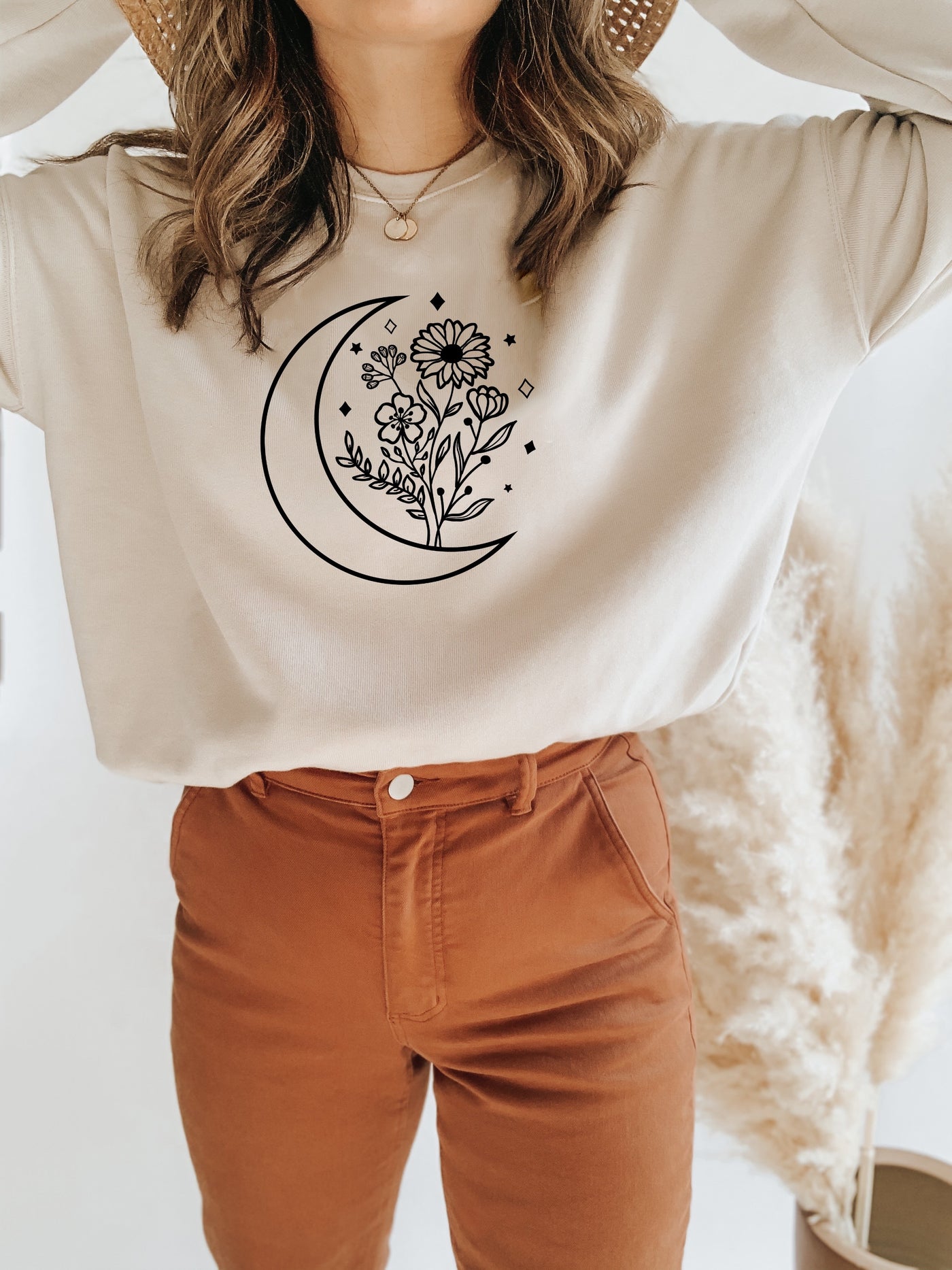 floral boho moon sweatshirt