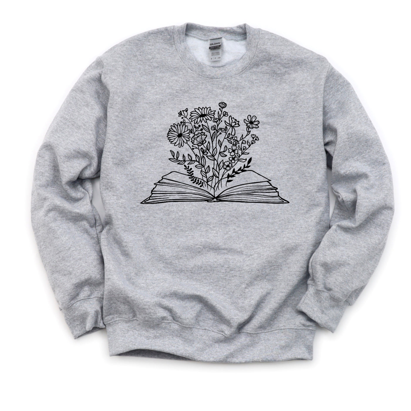 grey floral sweatshirt for book lovers