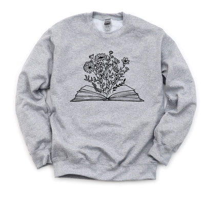 grey floral sweatshirt for book lovers