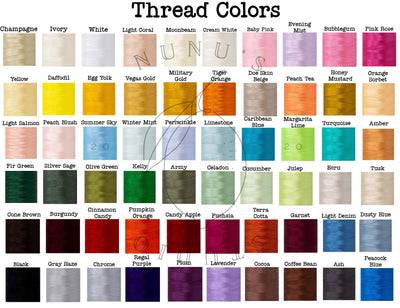 Embroidered Sweatshirt Thread Color Chart