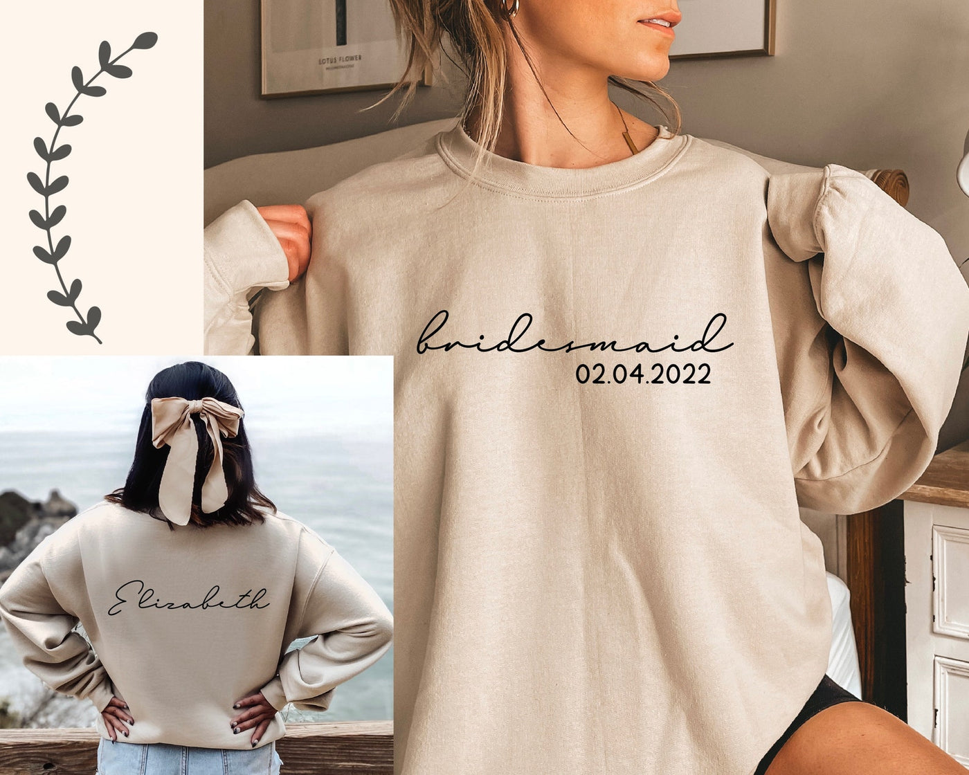 sand bridesmaid crewneck sweatshirt