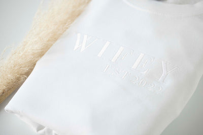 White Bride Crewneck Sweatshirt with Tusk Embroidery