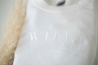 White Bride Crewneck Sweatshirt with Tusk Embroidery